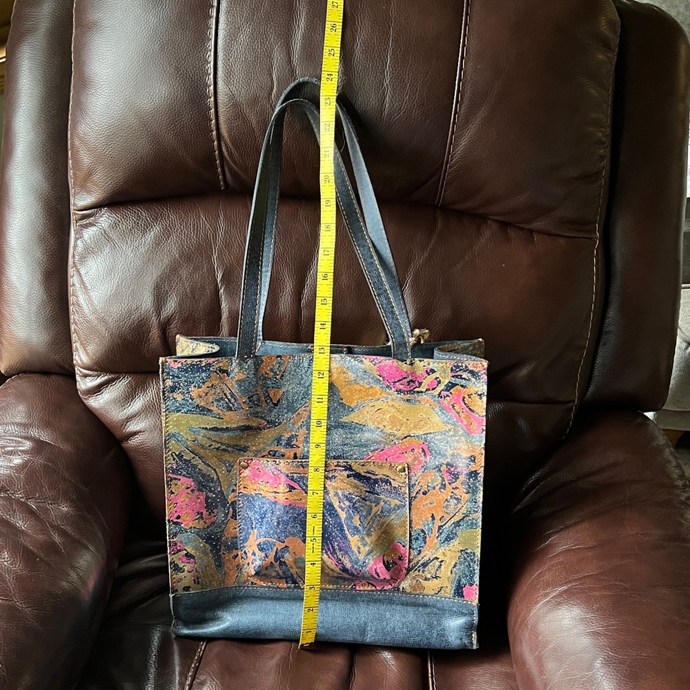 Patricia Nash Toscano Art Expression Spring Multi Floral Blue Tote Bag Purse - Picture 2 of 12